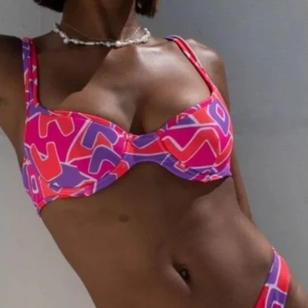 Rumored Womens Havana Bikini Swim Top Size XS Pink Red Purple